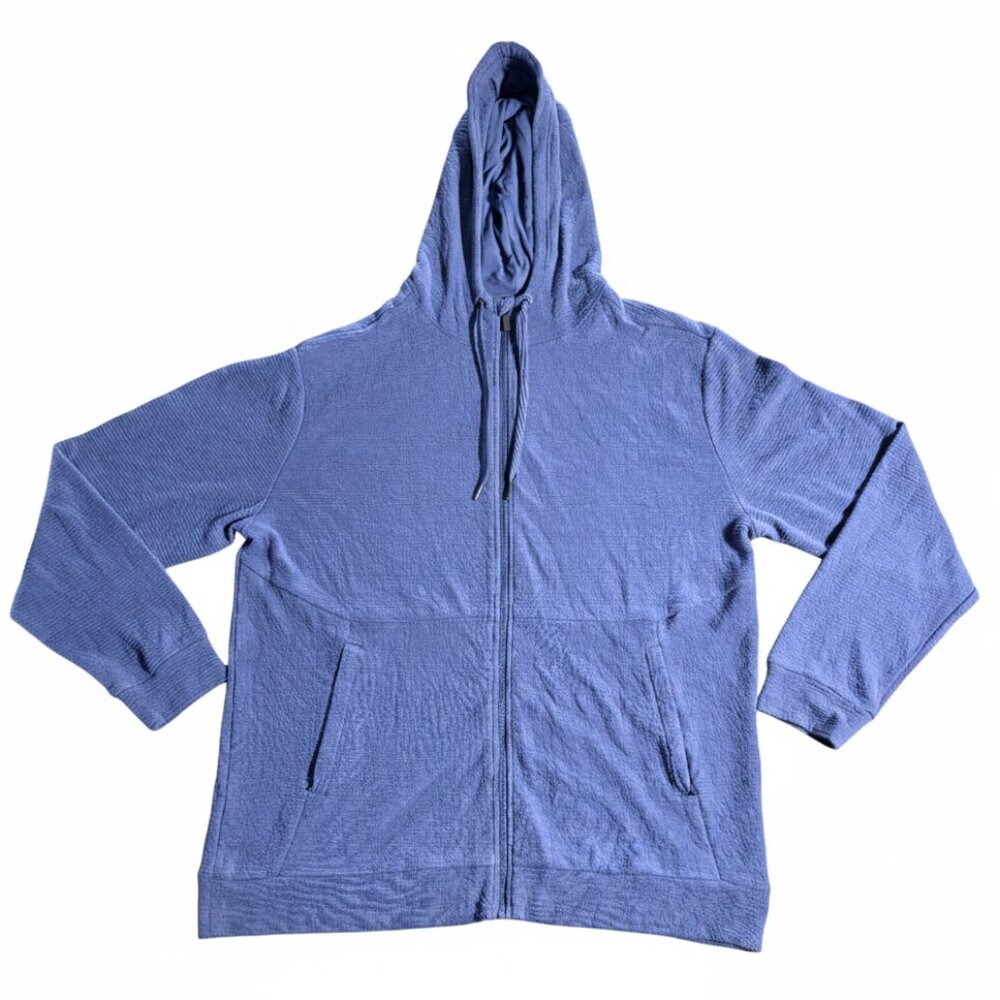 R.O.W. (Right of Way) Men's Full-Zip Jacket Textured Hooded Blue XXL NEW